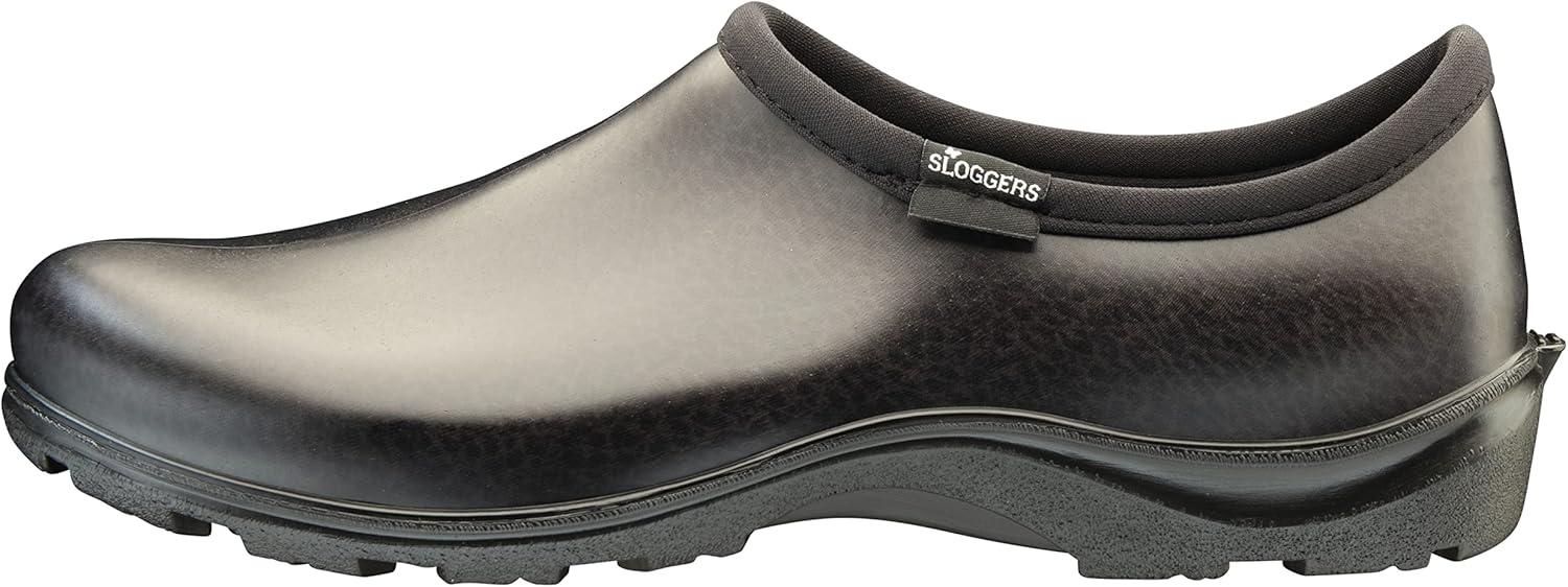 imageSloggers Original Waterproof Work Shoe for Men Outdoor SlipOn Rain and Durable Garden Footwear Made in The USA with Premium Comfort Support Insole Camo Size 11Leather Print Black