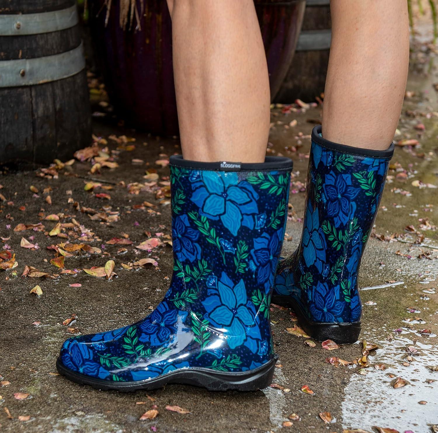 imageSloggers Waterproof Garden Rain Boots for Women Cute MidCalf Mud amp Muck Boots with Premium Comfort Support InsoleSpring Surprise