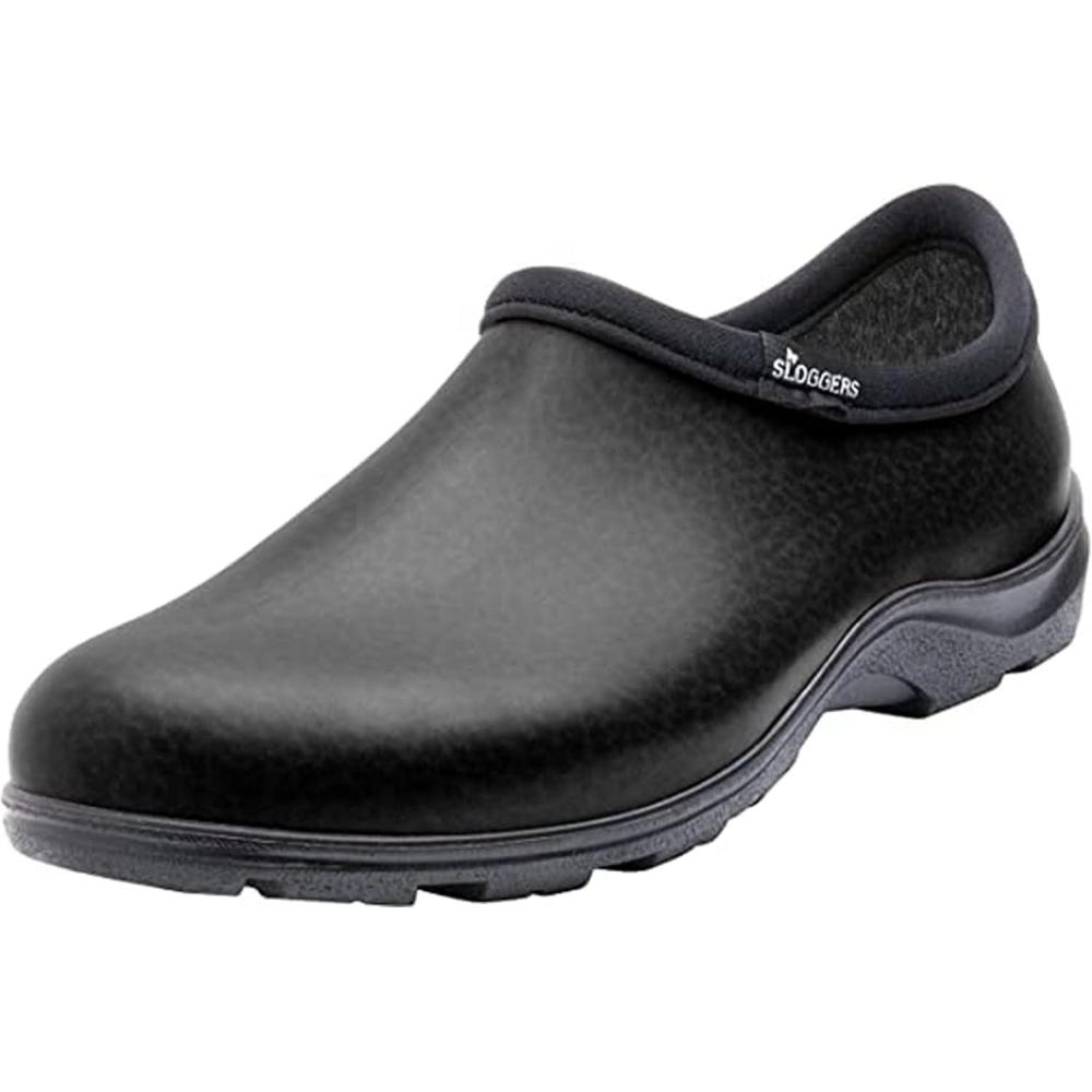 imageSloggers Original Waterproof Work Shoe for Men Outdoor SlipOn Rain and Durable Garden Footwear Made in The USA with Premium Comfort Support Insole Camo Size 11Leather Print Black