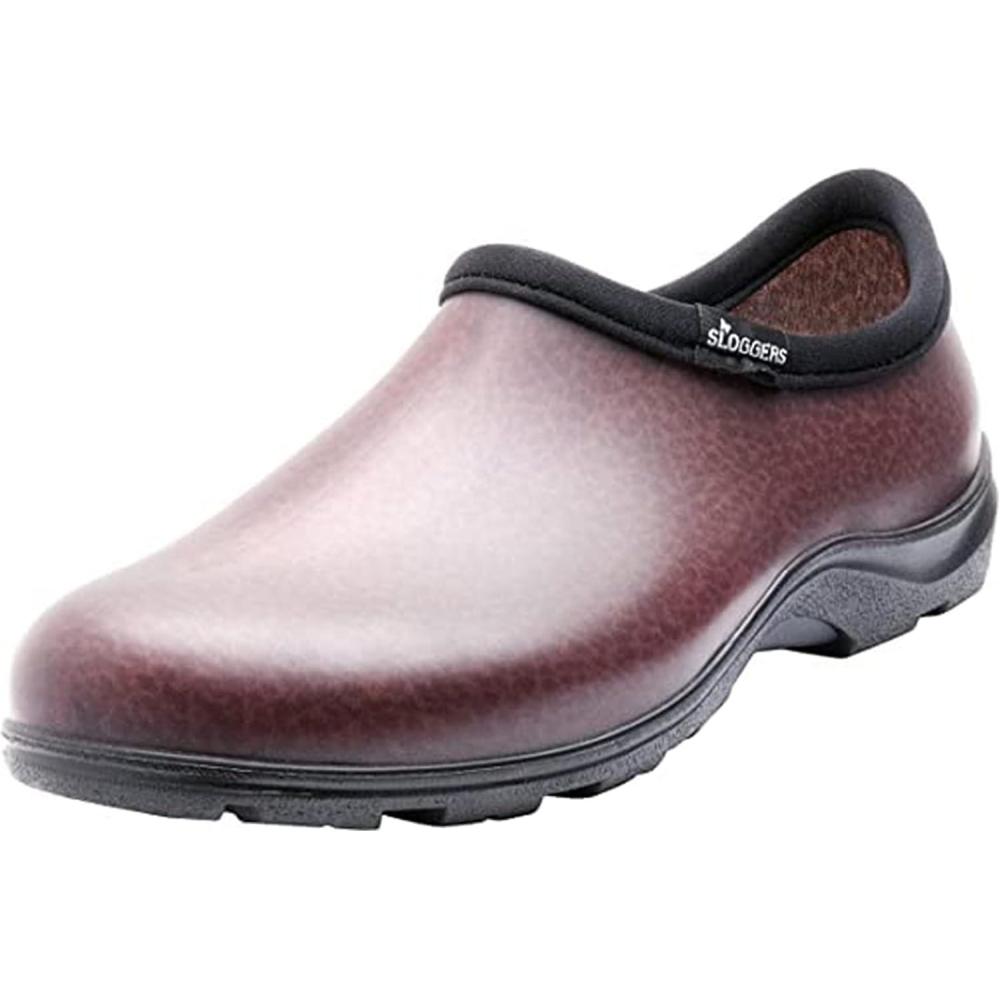 imageSloggers Original Waterproof Work Shoe for Men Outdoor SlipOn Rain and Durable Garden Footwear Made in The USA with Premium Comfort Support Insole Camo Size 11Leather Print Brown