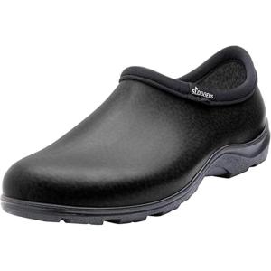 Sloggers Original Waterproof Work Shoe for Men – Outdoor Slip-On Rain and Durable Garden Footwear Made in The USA with Premium Comfort Support Insole, Camo – Size 11(Leather Print Black)