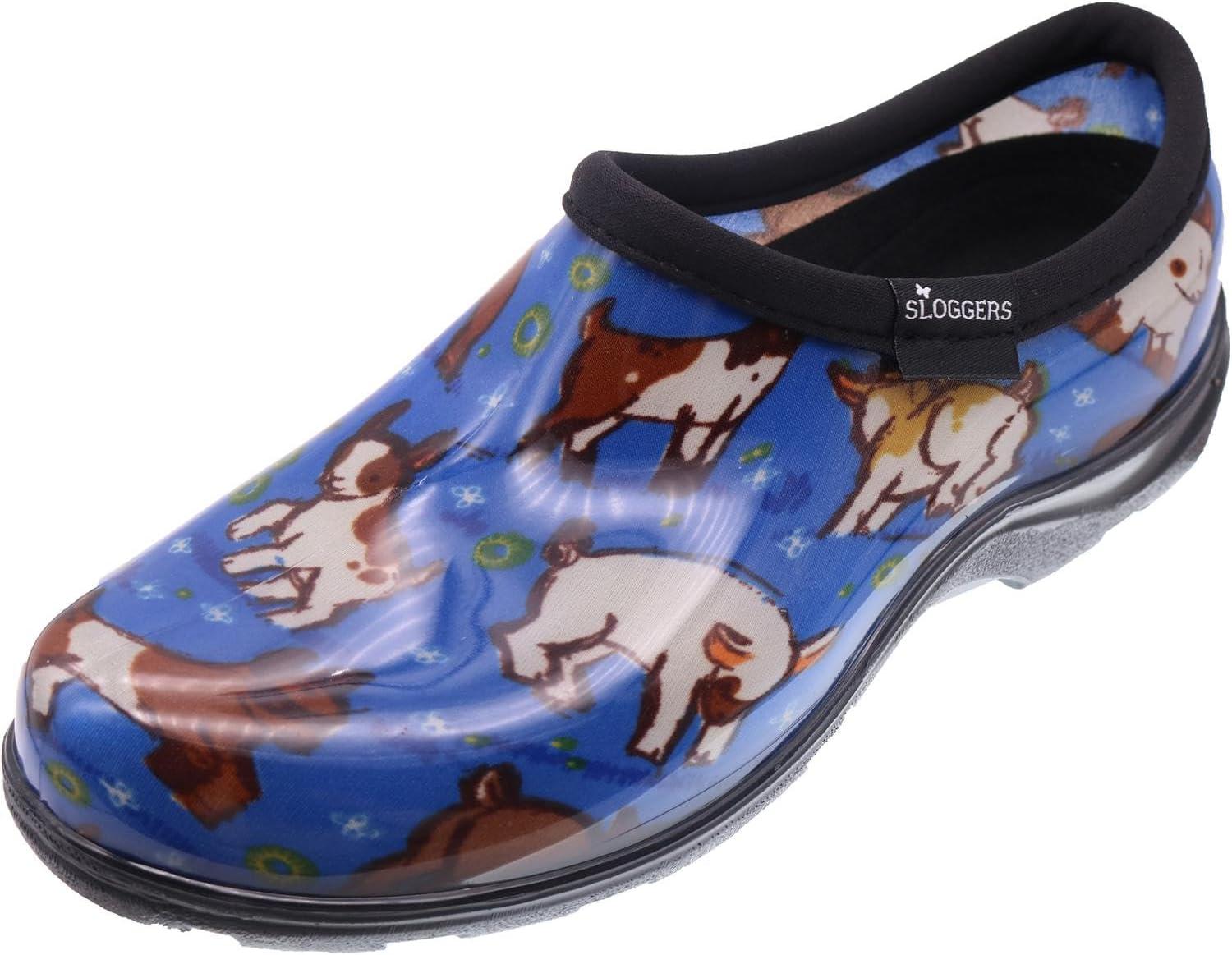 imageSloggers Original Waterproof Rain and Garden Shoe for Women Outdoor SlipOn Garden Clog Made in The USA with Premium Comfort Insole and Arch SupportGoats Sky Blue