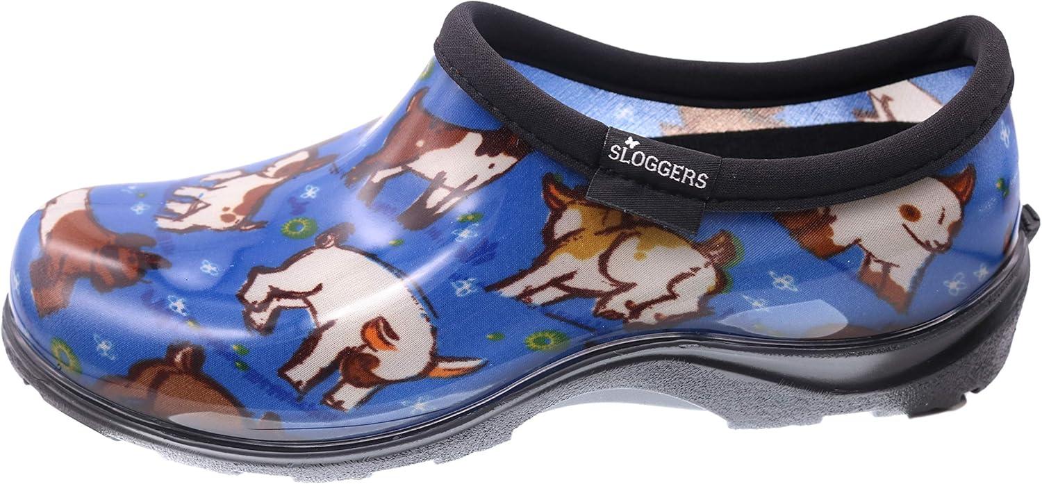 imageSloggers Original Waterproof Rain and Garden Shoe for Women Outdoor SlipOn Garden Clog Made in The USA with Premium Comfort Insole and Arch SupportGoats Sky Blue