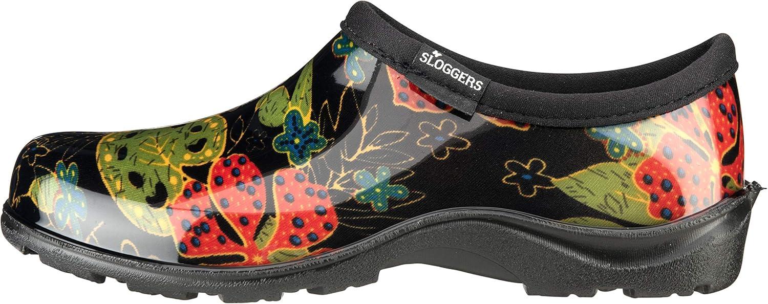 imageSloggers Original Waterproof Rain and Garden Shoe for Women Outdoor SlipOn Garden Clog Made in The USA with Premium Comfort Insole and Arch SupportMidsummer Black
