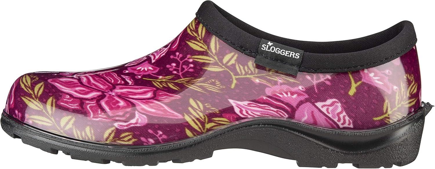 imageSloggers Original Waterproof Rain and Garden Shoe for Women Outdoor SlipOn Garden Clog Made in The USA with Premium Comfort Insole and Arch SupportSpring Surprise Rose