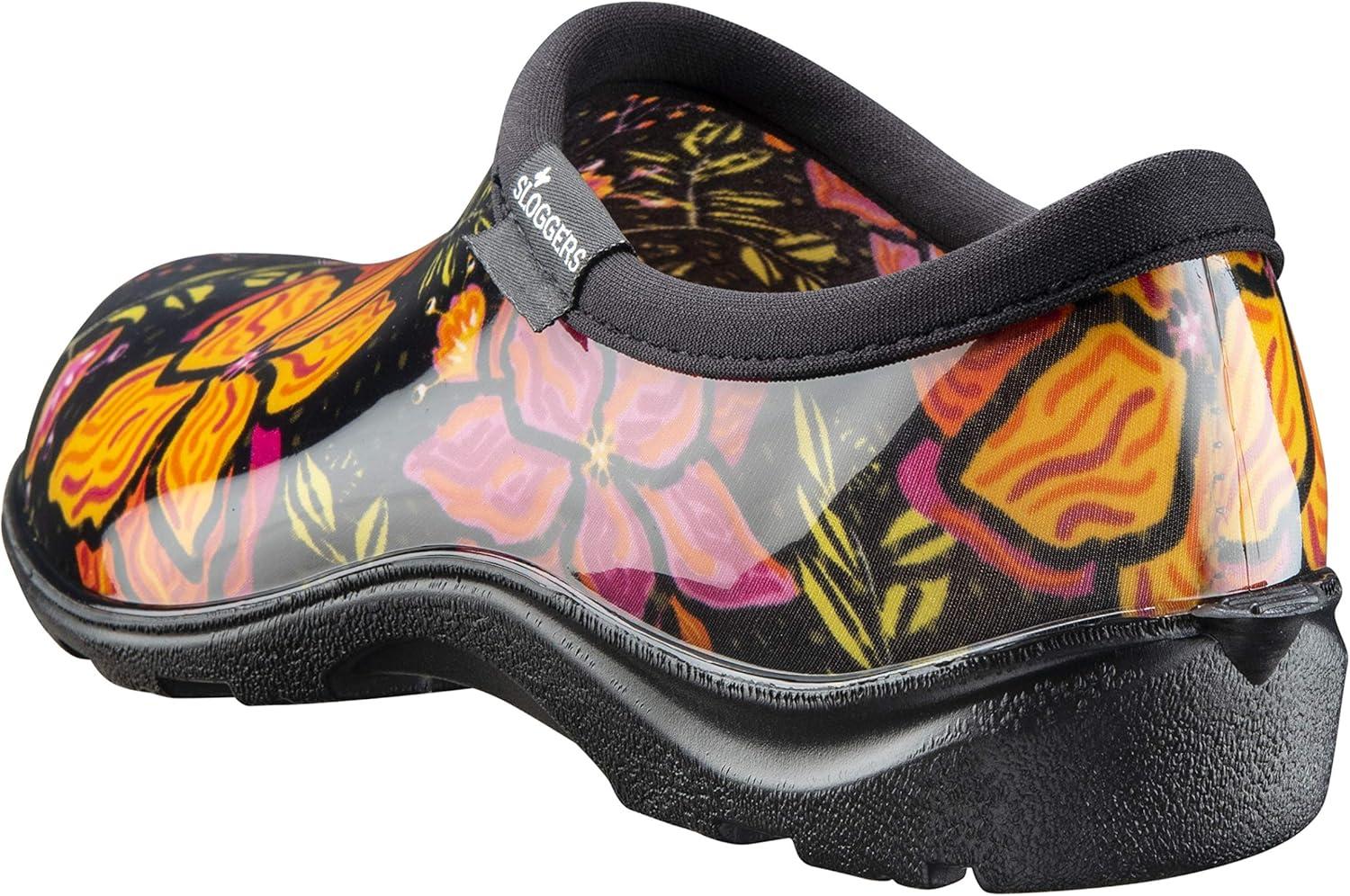 imageSloggers Original Waterproof Rain and Garden Shoe for Women Outdoor SlipOn Garden Clog Made in The USA with Premium Comfort Insole and Arch SupportSpring Surprise Black