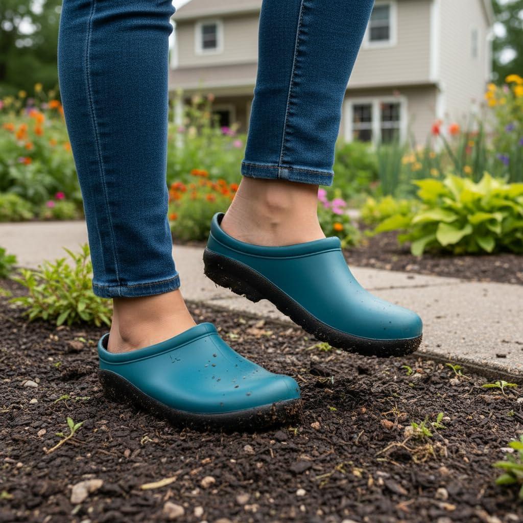 imageSloggers Waterproof Garden Clogs for Women Traditional Garden Clogs with Premium Comfort Support InsoleDeep Lake Blue