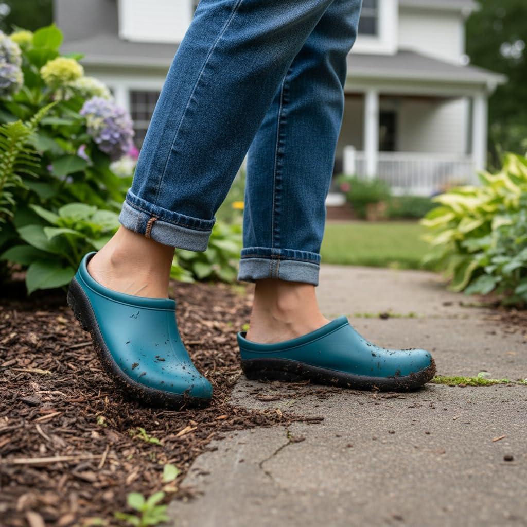 imageSloggers Waterproof Garden Clogs for Women Traditional Garden Clogs with Premium Comfort Support InsoleDeep Lake Blue