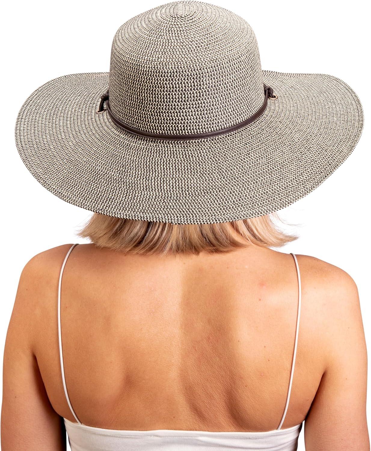 imageSloggers Womens Wide Brim Braided Sun Hat with Wind Lanyard UPF 50 Maximum Sun ProtectionSage