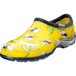 Sloggers Original Waterproof Rain and Garden Shoe for Women– Outdoor Slip-On Garden Clog – Made in The USA with Premium Comfort Insole and Arch Support(Bee Print Yellow)