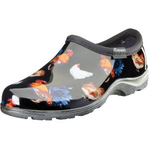 Sloggers Original Waterproof Rain and Garden Shoe for Women– Outdoor Slip-On Garden Clog – Made in The USA with Premium Comfort Insole and Arch Support(Classic Chicken Black)
