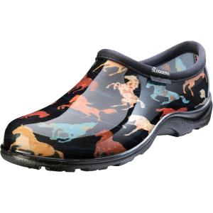 Sloggers Original Waterproof Rain and Garden Shoe for Women– Outdoor Slip-On Garden Clog – Made in The USA with Premium Comfort Insole and Arch Support(Horse Spirit Black)