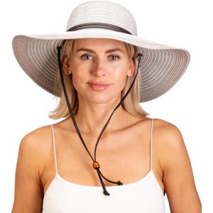 Sloggers Women’s Wide Brim Braided Sun Hat with Wind Lanyard – UPF 50+ Maximum Sun Protection(Duo Grey)