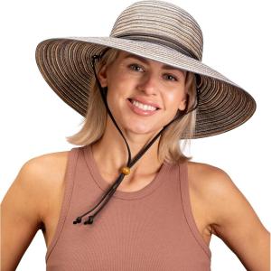 Sloggers Women’s Wide Brim Braided Sun Hat with Wind Lanyard – UPF 50+ Maximum Sun Protection(Earth Brown)