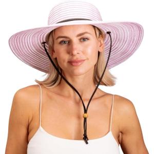 Sloggers Women’s Wide Brim Braided Sun Hat with Wind Lanyard – UPF 50+ Maximum Sun Protection(Lavender)
