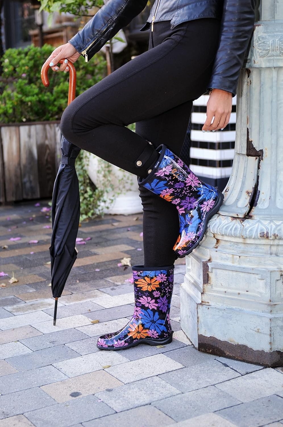 imageSloggers Waterproof Garden Rain Boots for Women Cute MidCalf BootsBlack Multi