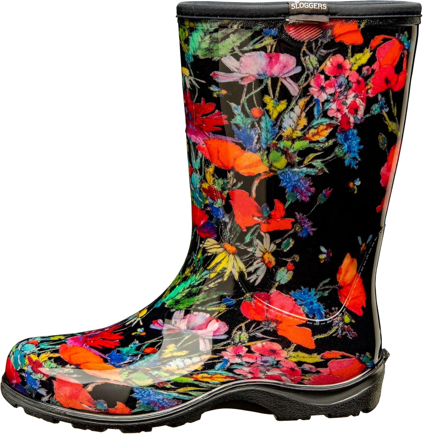 imageSloggers Waterproof Garden Rain Boots for Women Cute MidCalf BootsBlack and Red