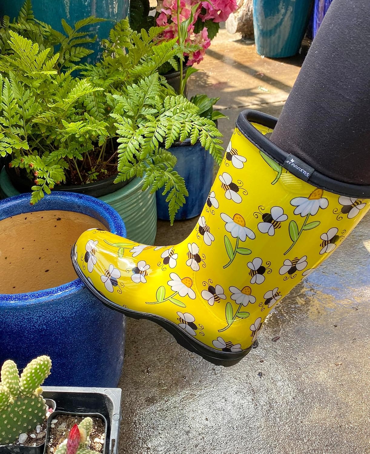imageSloggers Waterproof Garden Rain Boots for Women Cute MidCalf BootsBright Yellow