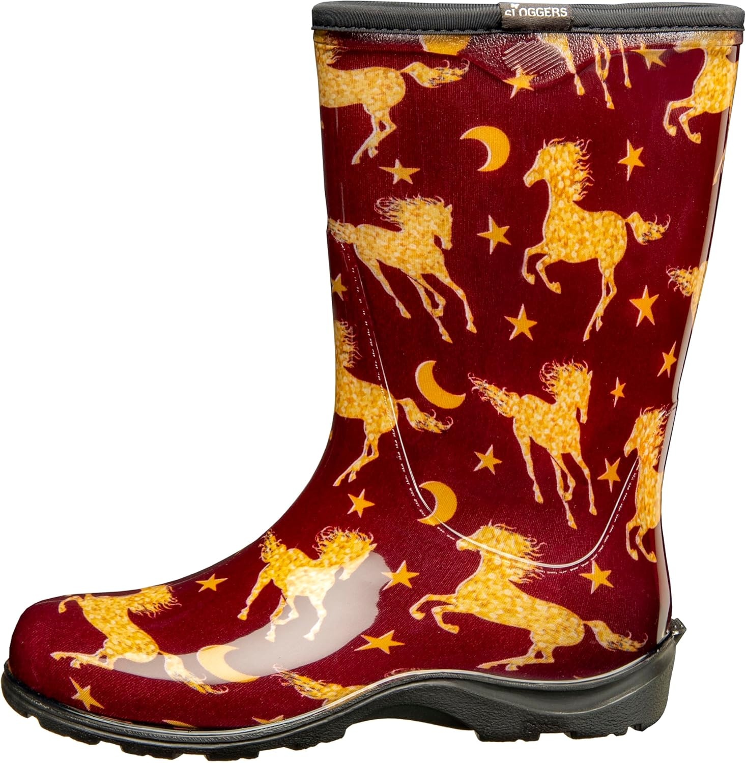 imageSloggers Waterproof Garden Rain Boots for Women Cute MidCalf BootsDark Red