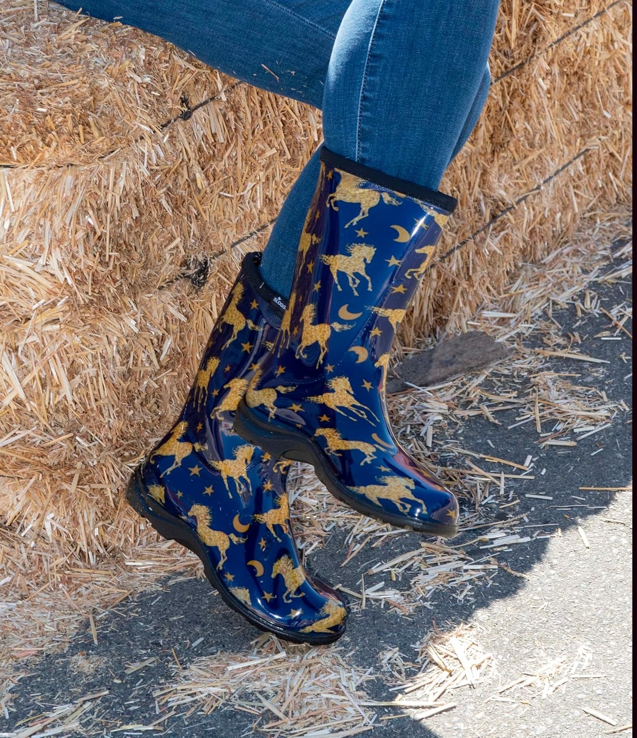 imageSloggers Waterproof Garden Rain Boots for Women Cute MidCalf BootsNavy Blue