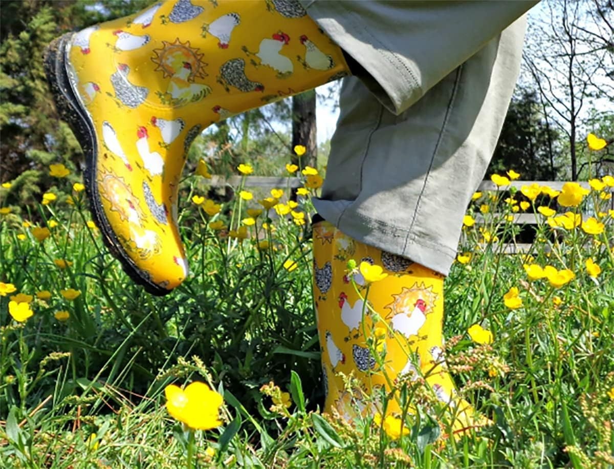 imageSloggers Waterproof Garden Rain Boots for Women Cute MidCalf BootsYellow