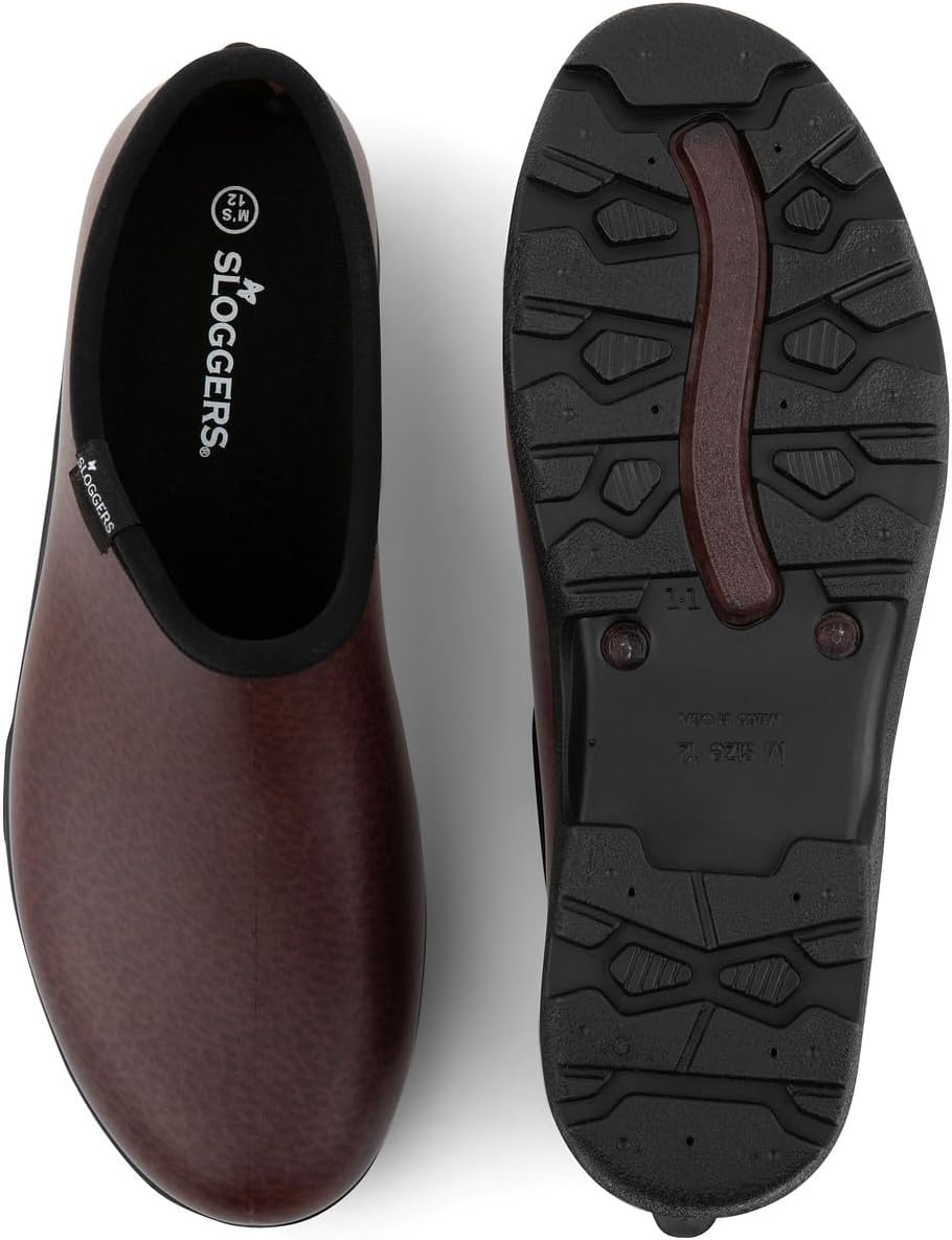 image:imageSloggers Original Waterproof Work Shoe for Men Outdoor SlipOn Rain and Durable Garden Footwear Made in the USA with Premium Comfort Support InsoleLeather Print Brown