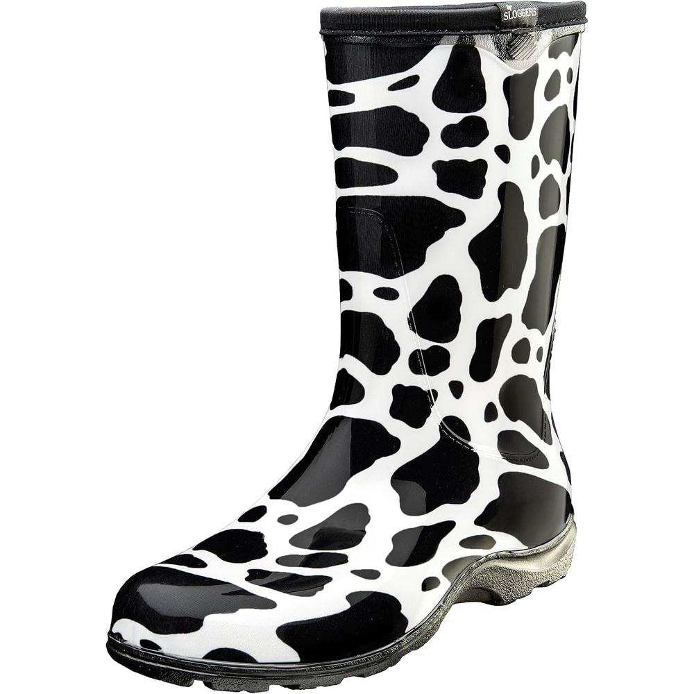 image:imageSLOGGERS Womens Rain and Garden Ankle BootMoo Print Black White