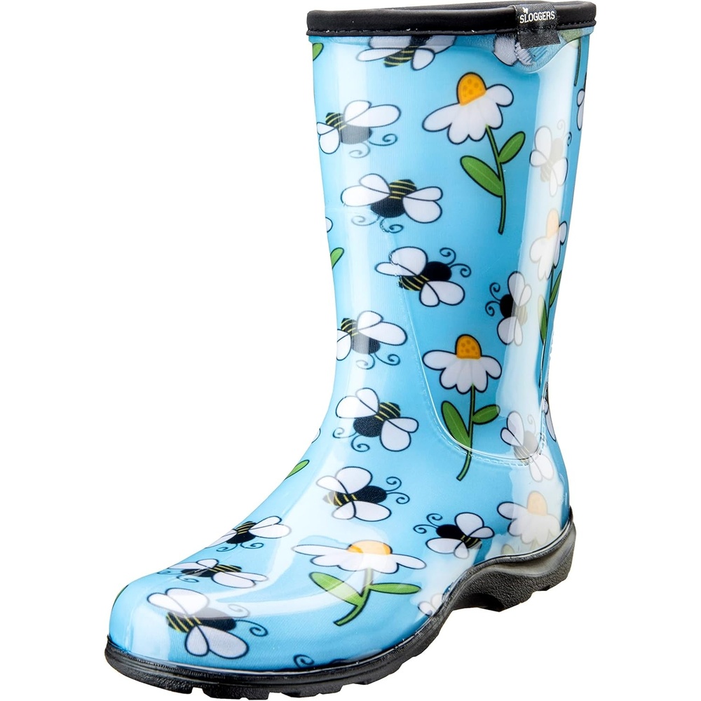 image:imageSloggers Waterproof Garden Rain Boots for Women Cute MidCalf BootsLight Blue