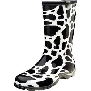 SLOGGERS Women’s Rain and Garden Ankle Boot(Moo Print Black White)