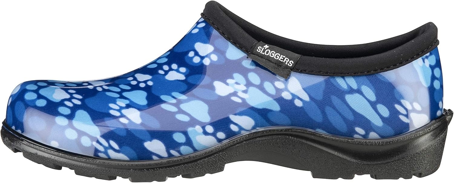 image:imageSloggers Original Waterproof Rain and Garden Shoe for Women Outdoor SlipOn Garden ClogBlue Paw Print
