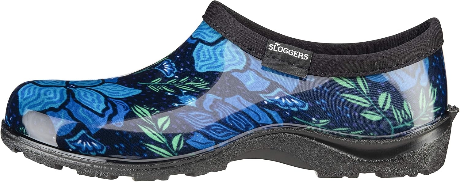 image:imageSloggers Original Waterproof Rain and Garden Shoe for Women Outdoor SlipOn Garden ClogBlue Spring Surprise Print