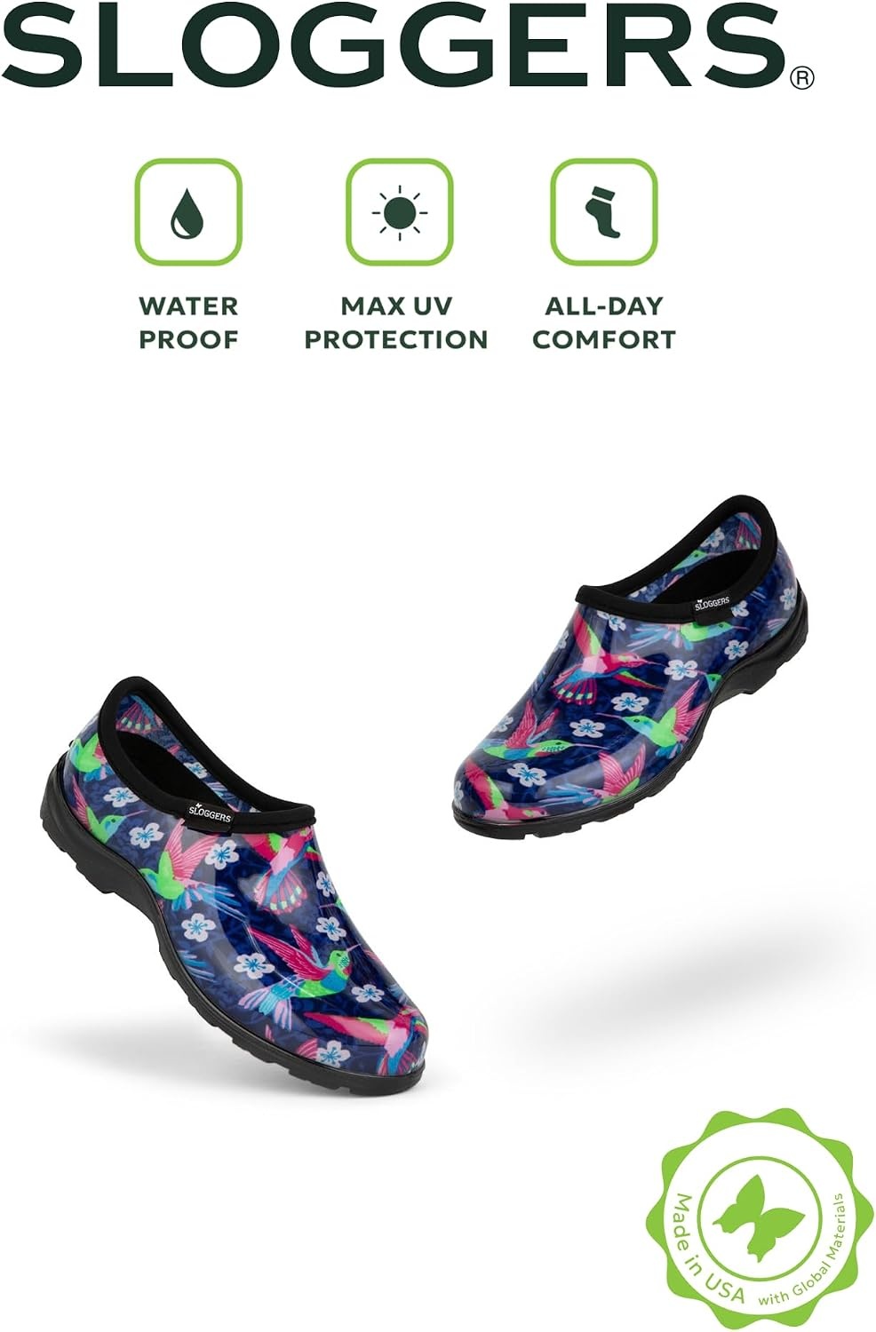 image:imageSloggers Original Waterproof Rain and Garden Shoe for Women Outdoor SlipOn Garden ClogGrungy Paw Print Blue