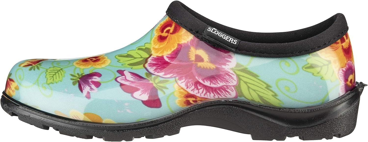 image:imageSloggers Original Waterproof Rain and Garden Shoe for Women Outdoor SlipOn Garden ClogPansy Turquoise