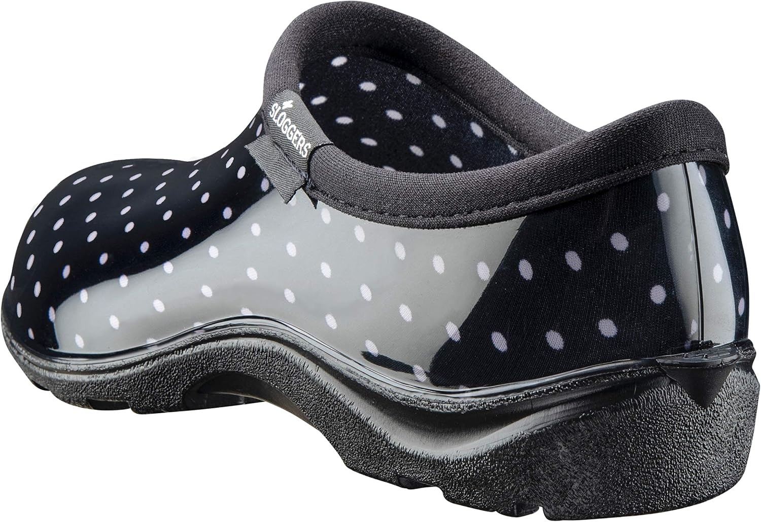 image:imageSloggers Original Waterproof Rain and Garden Shoe for Women Outdoor SlipOn Garden ClogPolka Dot Print Black and White