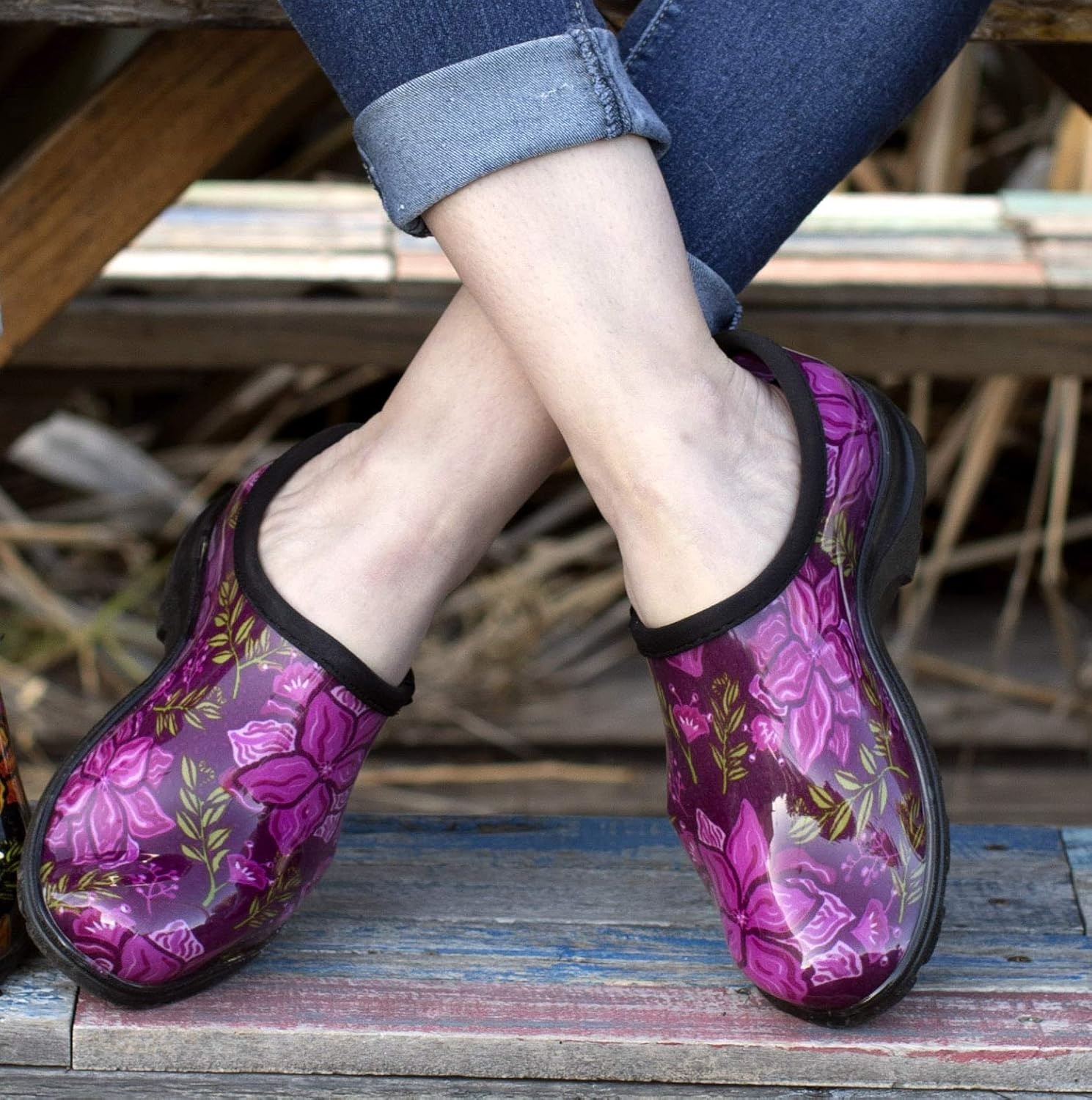 image:imageSloggers Original Waterproof Rain and Garden Shoe for Women Outdoor SlipOn Garden ClogSpring Surprise Rose