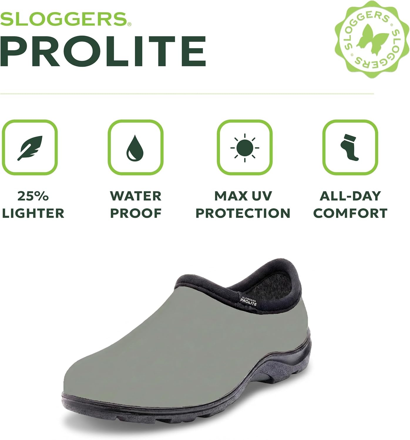 image:imageSloggers ProLite Womens Garden amp Work SlipOn Shoes 25 Lighter Waterproof Comfort Clogs with AllDay Insoles UV Protection Arch Support amp DeepLug Traction Made in USA with US amp Imported PartsOlive