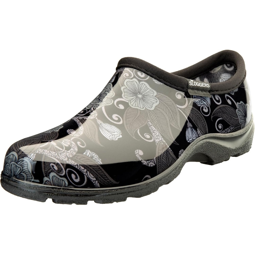 image:imageSloggers Original Waterproof Rain and Garden Shoe for Women Outdoor SlipOn Garden ClogMod Floral Print Black