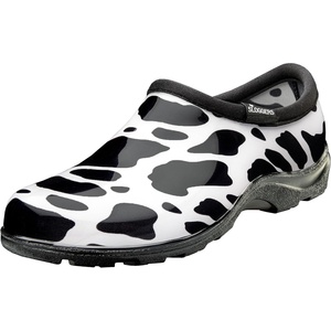 Sloggers Original Waterproof Rain and Garden Shoe for Women– Outdoor Slip-On Garden Clog(Moo Print Black White)