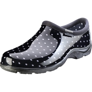 Sloggers Original Waterproof Rain and Garden Shoe for Women– Outdoor Slip-On Garden Clog(Polka Dot Print Black and White)